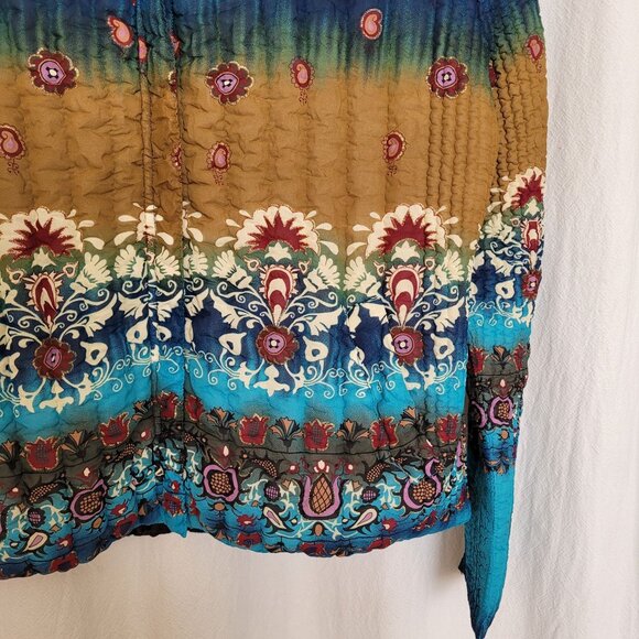 UBU Womens Size S Blue Print Lightweight Crinkle Popcorn Stretch Travel Jacket - Picture 4 of 12